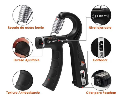 Grip Pinza Fortalecedor de Muñeca Ajustable de 5 a 60 kg 3 Grip Pinza Fortalecedor de Muñeca Ajustable de 5 a 60 kg - Imagen 3